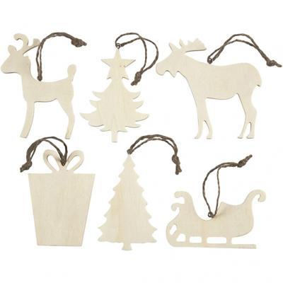 Creotime houten ornamenten 7-9 cm blank 6 stuks Creotime houten ornamenten 7-9 cm blank 6 stuks