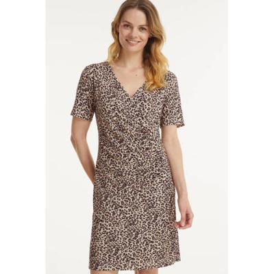 MORE & MORE jurk met panterprint en plooien beige/bruin MORE & MORE jurk met panterprint en plooien beige/bruin