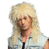 Boland Verkleedpruik voor heren - blond - Eighties/Rocker - Carnaval - lang haar met krullen   -