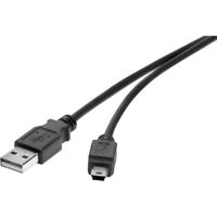 Renkforce USB-kabel USB 2.0 USB-A stekker, USB-mini-B stekker 0.15 m Zwart Vergulde steekcontacten RF-4455804