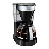 Melitta 6762889 Easy Top 1023-04, filterkoffiezetapparaat met glazen kan, compact roestvrij stalen design, zwart, kunststof