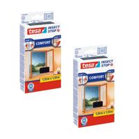 tesa Insect Stop Comfort Vliegenhor voor Ramen in een pak van 2 - Insectenhor, raamhor - Met klittenband - Snij uw eigen horraam op maat - Muggenhor, antraciet, 2x 130 cm x 130 cm