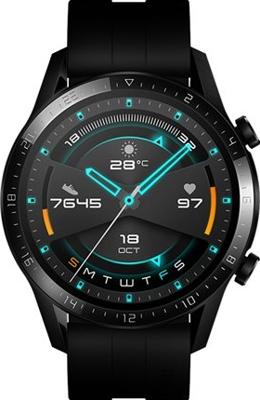 Watch GT 2 - Smartwatch - 46 mm - zwart roestvrij staal - smart watch met riem - fluoroelastomeer - matte black Watch GT 2 - Smartwatch - 46 mm - zwart roestvrij staal - smart watch met riem - fluoroelastomeer - matte black