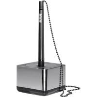 HAN Balpenstandaard i-Line CHROME 27651-88 in chroom/elegante, moderne balpenhouder met extra lange metalen ketting/voor kantoorbenodigdheden, receptie of bars