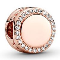 Pandora 788747C01 Bedel Engravable Sparkling Button zilver-zirconia rosekleurig-wit - thumbnail