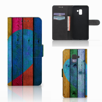 Samsung Galaxy A8 Plus (2018) Book Style Case Wood Heart - Cadeau voor je Vriend