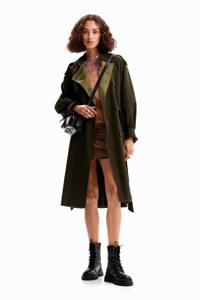 Oversized trenchcoat met riem - GREEN - S