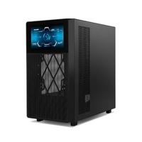 NOX XTREME PRODUCTS HUMMER BIOS - Semitower ATX | M-ATX | ITX, Aanpasbaar 8” LCD-scherm, Metalen gaas voorpaneel, Zijpaneel van gehard glas, Ruimte voor 11 ventilatoren, USB-C en 3.0, Zwart