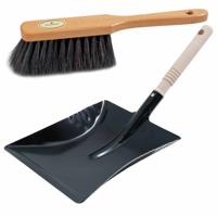 Luxe stoffer en blik bruin/zwart van metaal voor binnen - Stoffer en blik