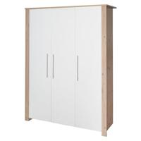 roba Kinderkledingkast 3-deurs Malo - kast voor baby- en kinderkamer met hoogwaardige metalen handgrepen - wit gelakt hout/houtdecor Artisan eiken