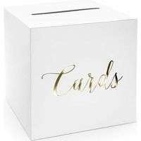 Bruiloft/huwelijk enveloppendoos wit/goud Cards 24 cm - thumbnail