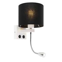 QAZQA Moderne wandlamp wit met zwarte kap - Brescia