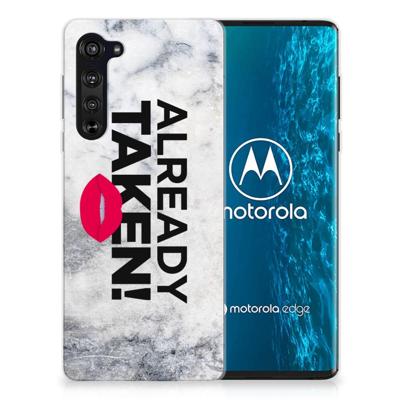 Motorola Edge Siliconen hoesje met naam Already Taken White Motorola Edge Siliconen hoesje met naam Already Taken White