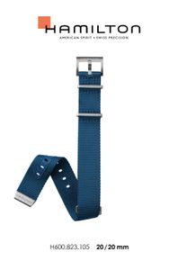 Horlogeband Hamilton H690823105 Onderliggend Nylon/perlon Blauw 20mm