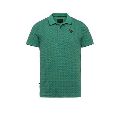 PME Legend slim fit polo met contrastbies groen PME Legend slim fit polo met contrastbies groen