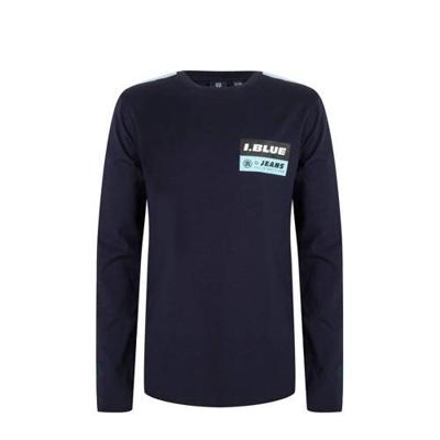 Indian Blue Jeans longsleeve met contrastbies donkerblauw Indian Blue Jeans longsleeve met contrastbies donkerblauw