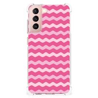 Samsung Galaxy S21 FE Doorzichtige Silicone Hoesje Waves Pink - thumbnail