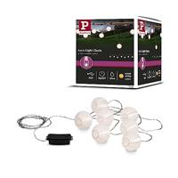 Paulmann 94166 LED acculamp Outdoor lichtketting 7 mobiele lampion incl. 7x0,02 watt IP44 mobiel licht wit acculamp kunststof draadloos 3000 K