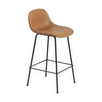 Muuto Fiber barkruk met rugleuning gestoffeerd H65 cognac