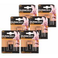 6x Duracell batterij 9 volt blok