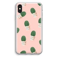 Cactusprint roze: iPhone XS Transparant Hoesje