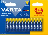 Varta batterij Longlife Power AAA, blister van 8 + 4