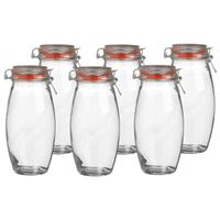 Weckpot/inmaakpot - 6x - 1.9L - glas - met beugelsluiting - D12 x H25 cm - thumbnail