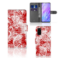 Telefoonhoesje met Naam Samsung Galaxy S20 Angel Skull Rood