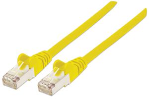 Intellinet 350488 RJ45 Netwerkkabel, patchkabel CAT 6A S/FTP 1.50 m Geel Folie afscherming, Afscherming gevlochten, Halogeenvrij 1 stuk(s)