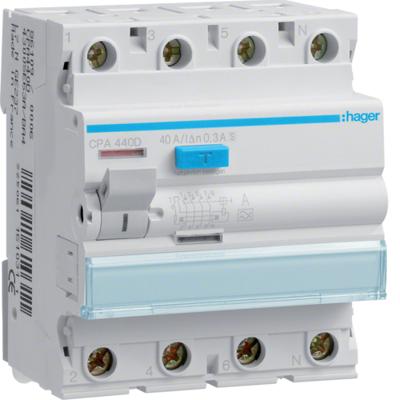 Hager CPA440D zekering Aardlekschakelaar Type A 4 module(s)