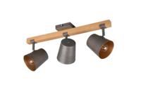 Trio Spot Bell 3-lichts antiekgrijs met hout 801900367