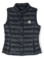 Moncler Enfant gilet matelassé à patch logo - Bleu