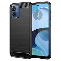 Motorola Moto G14 Geborsteld TPU Hoesje - Koolstofvezel - Zwart - thumbnail