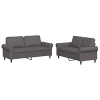 vidaXL 2-delige Loungeset met kussens kunstleer grijs, fauteuil, bank, 2 zitsbank, 2-zitsbank, sofa, zitbank, 2 zits bank, twee zits bank