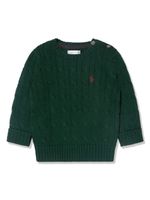 Ralph Lauren Kids pull en maille torsadée à logo brodé - Vert