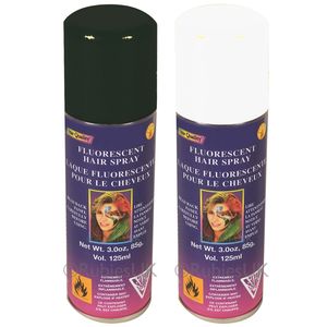 Haarverf/haarspray - 2x - wit/zwart - spuitbus - 125 ml - Carnaval/halloween