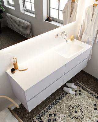 Mondiaz Vica 150cm badmeubel cale 4 lades wastafel Cloud rechts zonder kraangat