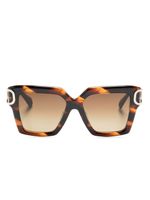 VALENTINO GARAVANI EYEWEAR lunettes de soleil carrées à détail VLogo - Marron