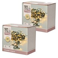 2x Kerstverlichting op batterij warm wit buiten 192 lampjes