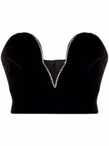 Saint Laurent haut-bustier à ornements strassés - Noir