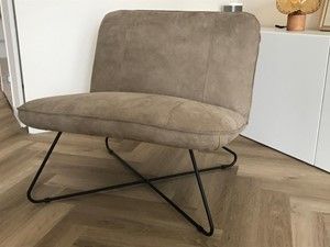 Leren fauteuil zonder armleuning met kruisframe - bruin leer - Echt leer, Industrieel, ontdek de vele Leersoorten en Kleuren bij ShopX