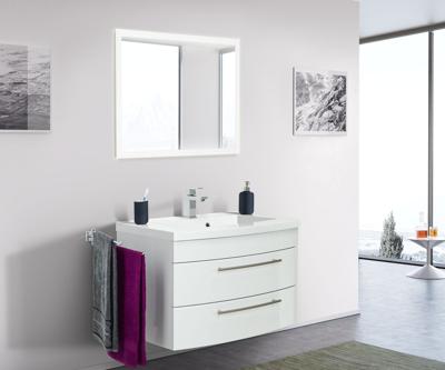 Saniclear Bella halfrond badmeubel 80cm 1 kraangat met LED spiegel hoogglans wit