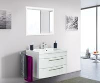 Saniclear Bella halfrond badmeubel 80cm 1 kraangat met LED spiegel hoogglans wit