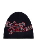 Dolce & Gabbana Kids bonnet en laine vierge à logo imprimé - Noir