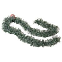 Kerstboom folie slingers/lametta guirlandes van 180 x 7 cm in de kleur groen met sneeuw