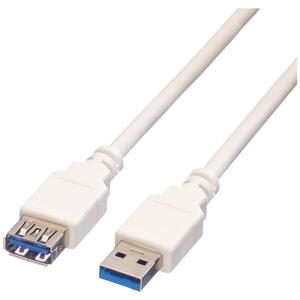 VALUE USB 3.2 Gen 1 Kabel, type A-A, M/F, wit, 0,8 m