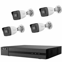 HiLook 4-kanaals netwerkvideorecorder met PoE, HDMI en VGA-uitgang en 4 x 8 MP PoE bewakingscamera's, complete set voor videobewaking, geschikt voor binnen en buiten, compatibel met pc en smartphone
