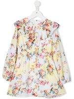 MSGM Kids robe volantée à fleurs - Jaune