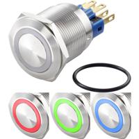 TRU COMPONENTS TC-7494644 Vandalismebestendige drukschakelaar 250 V/AC 3 A 1x uit/aan Continu Rood, Groen, Blauw, RGB IP65 1 stuk(s) - thumbnail