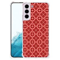 Samsung Galaxy S22 Plus Doorzichtige Silicone Hoesje Batik Rood - thumbnail